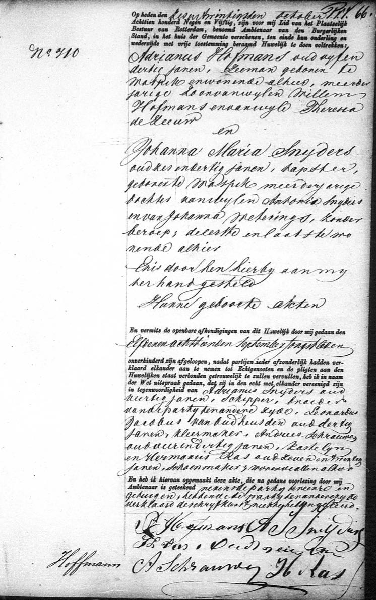 1859.02.23 Huwelijk Adrianus Hofmans &amp; Johanna Maria Snijders-A
