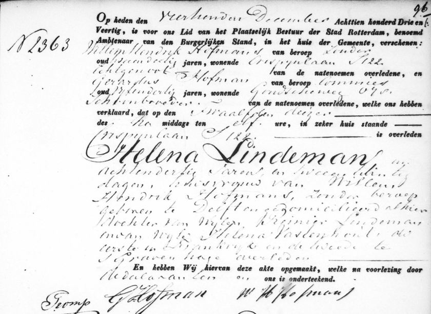 1843.12.12 Overlijden Helena Lindeman