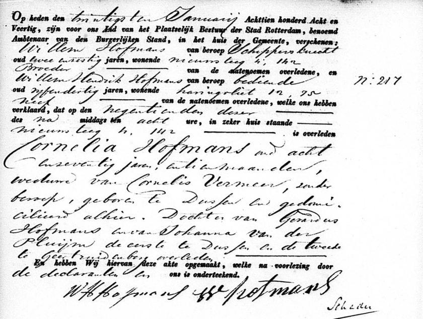 1841.01.19 Overlijden Cornelia II Hofmans