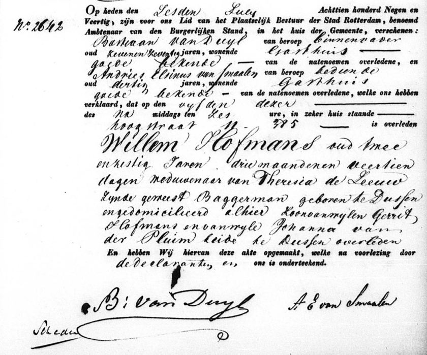 1849.07.05 Overlijden Willem Hofmans