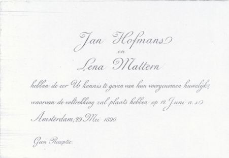 1890.05.29 Huwelijksaankondiging Jan&amp;Lena