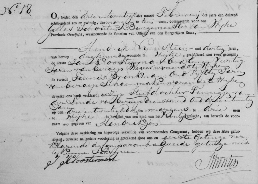 1826.02.23 Geboorte Hendrikje van der Linde